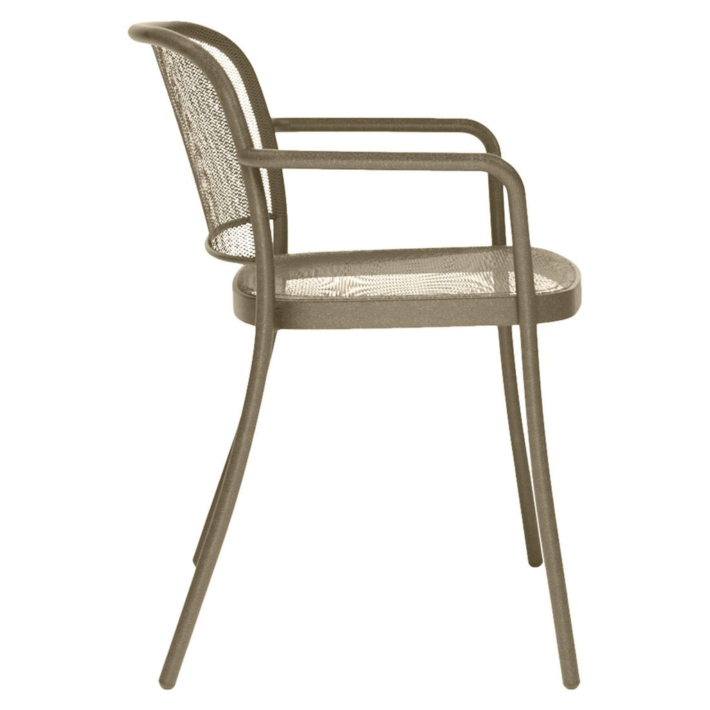Nærbilde av stålmateriale på Stabelstol med armlener Café stål taupe 58x57 cm