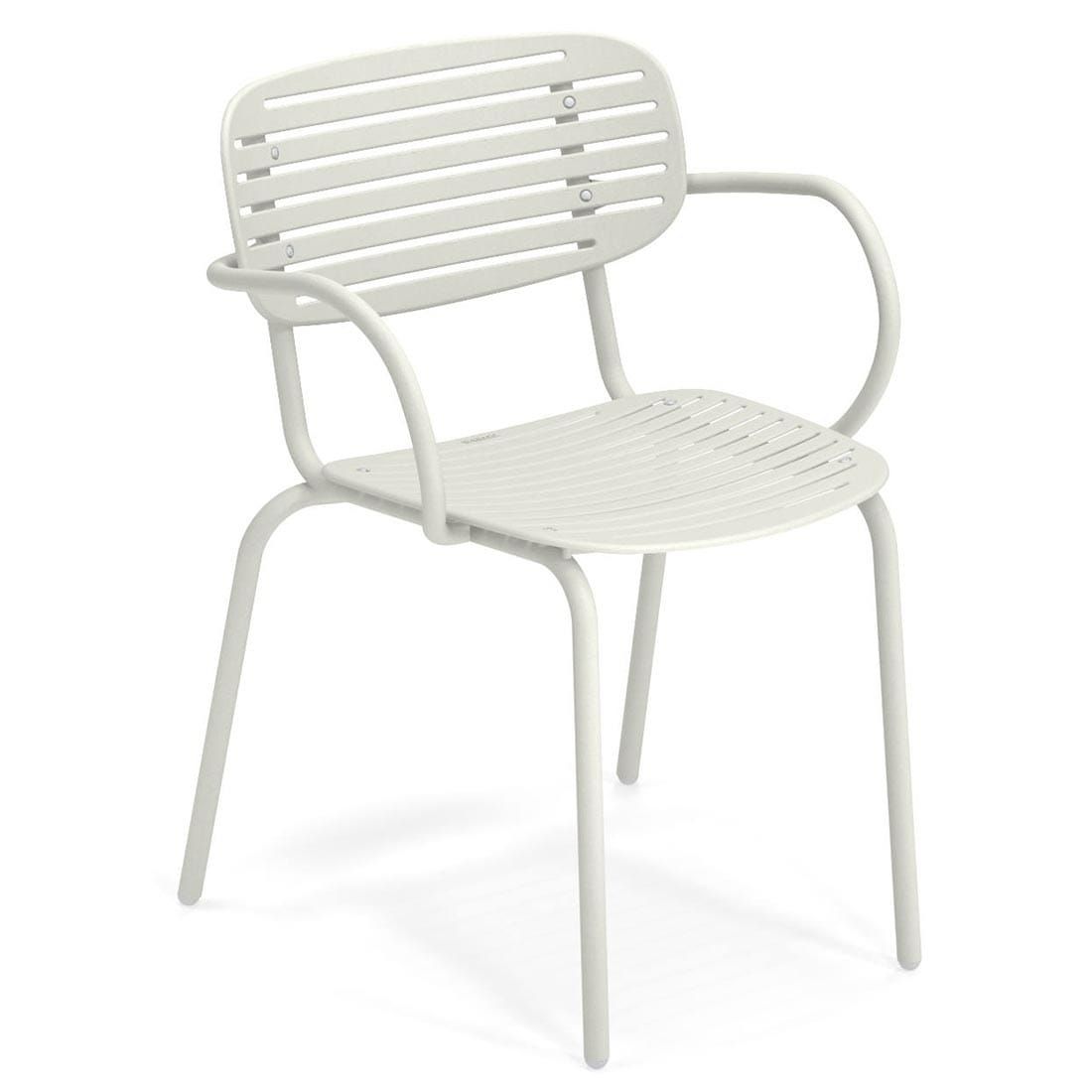 Stabelstol med armlener Mom stål hvit 59x56 cm fra emu for utebruk