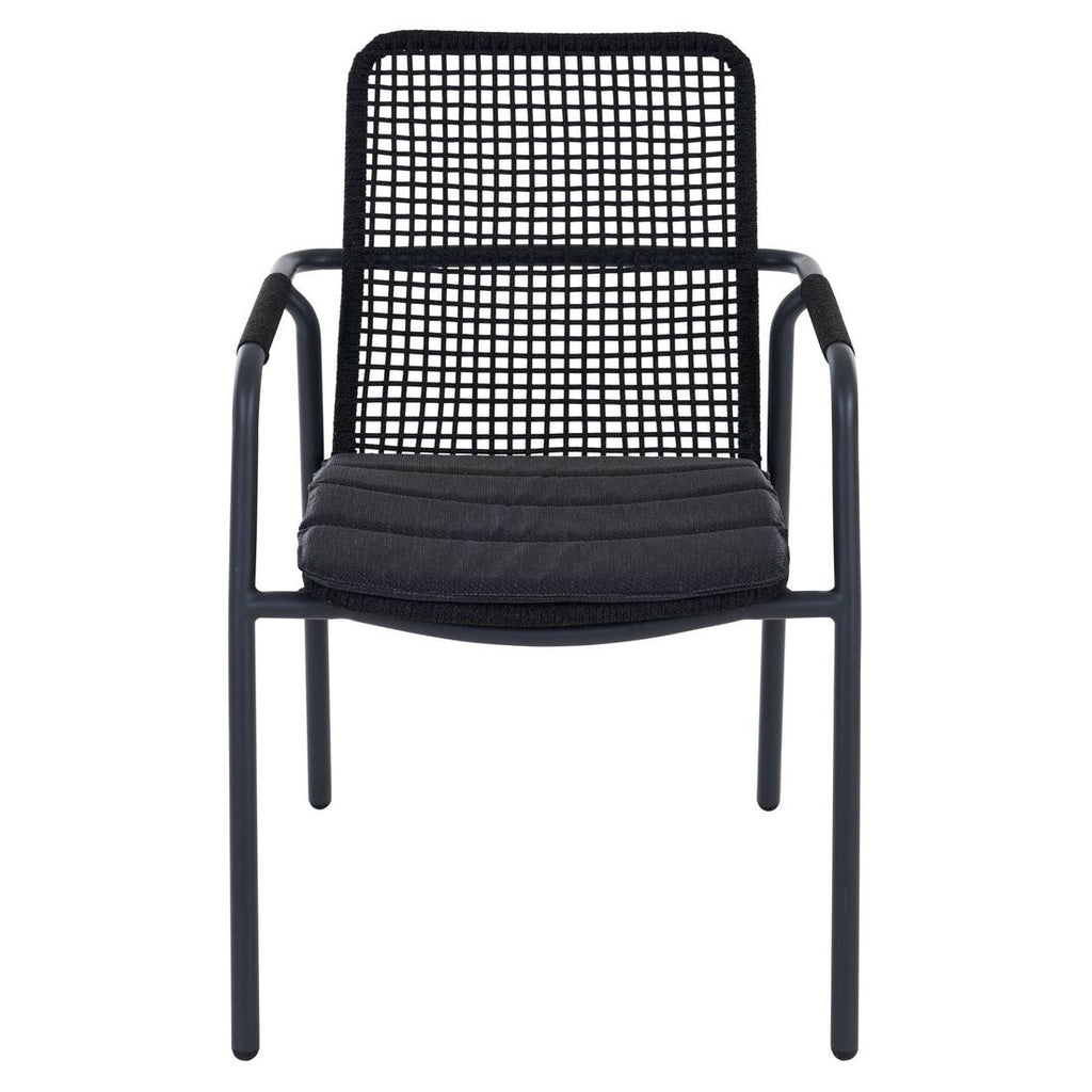 Stabelstol med armlener Repton aluminium tau montert på terrasse