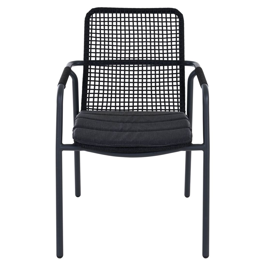 Stabelstol med armlener Repton aluminium tau montert på terrasse