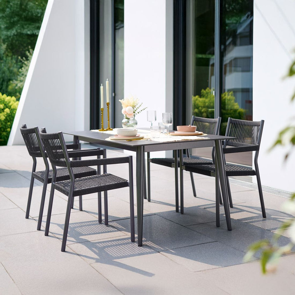 Stabelstol med armlener Rimini aluminium tau Sieger detalj av ramme