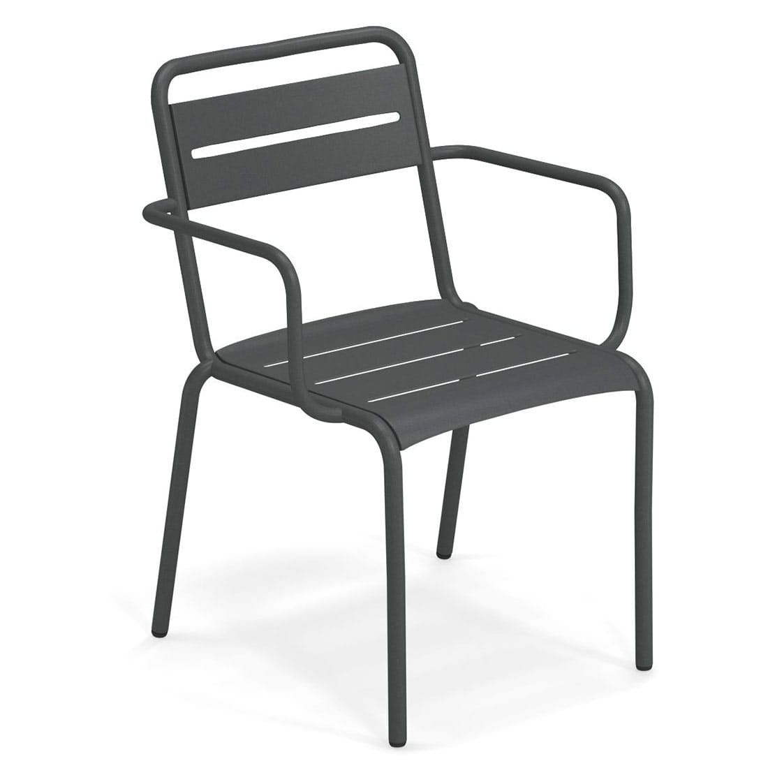 Stabelstol med armlener Star stål 58x61 cm sett forfra
