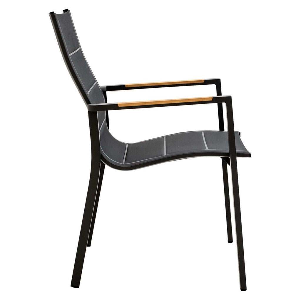 Stabelstol Melbourne aluminium/textilen 61x68 cm - OUTLIV montert i hage