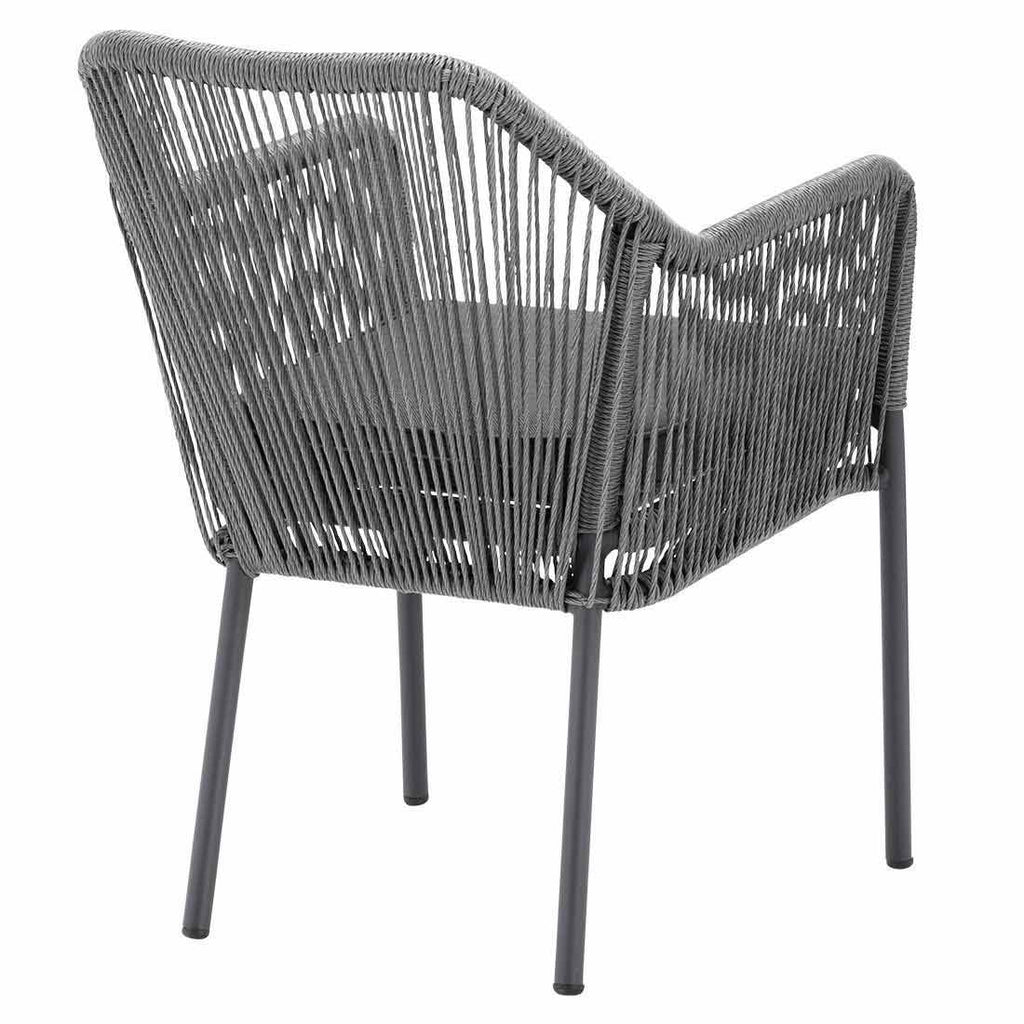 Detalj av aluminium og polyrattan på Stabelstol med armlener Modena aluminium/polyrotting - Sungörl