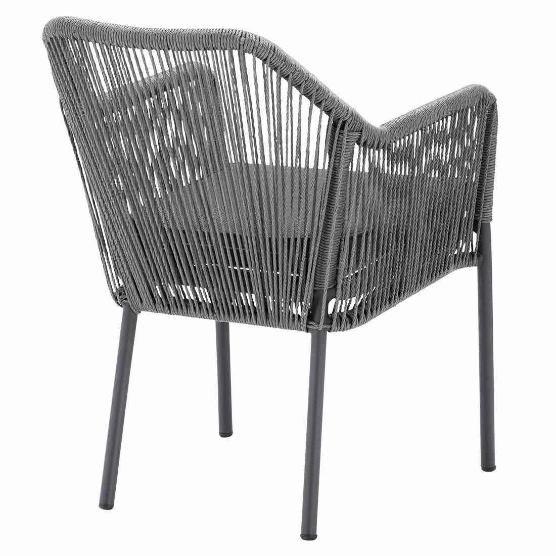 Detalj av aluminium og polyrattan på Stabelstol med armlener Modena aluminium/polyrotting - Sungörl