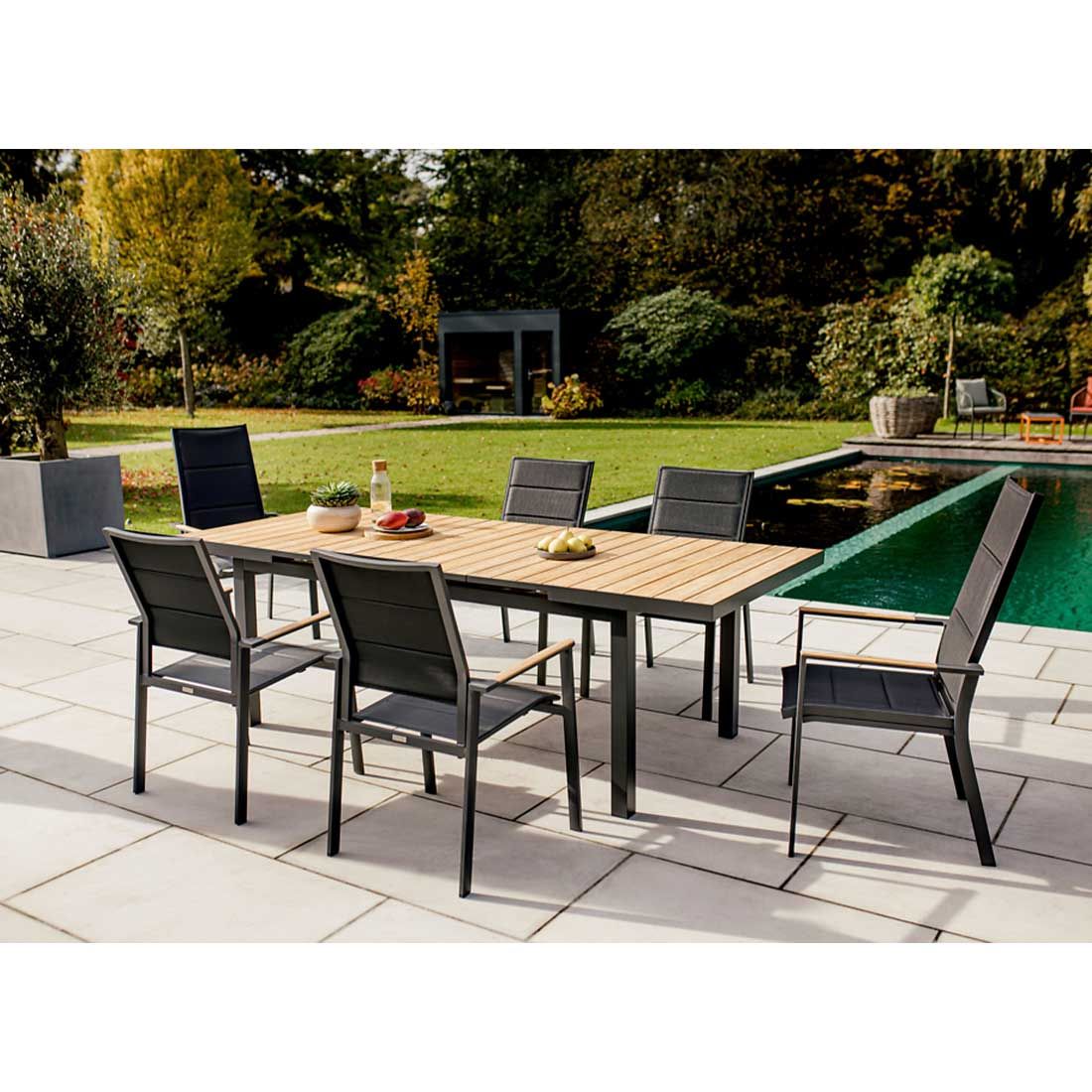 Stabelstol Nantes aluminium tekstilen bakside