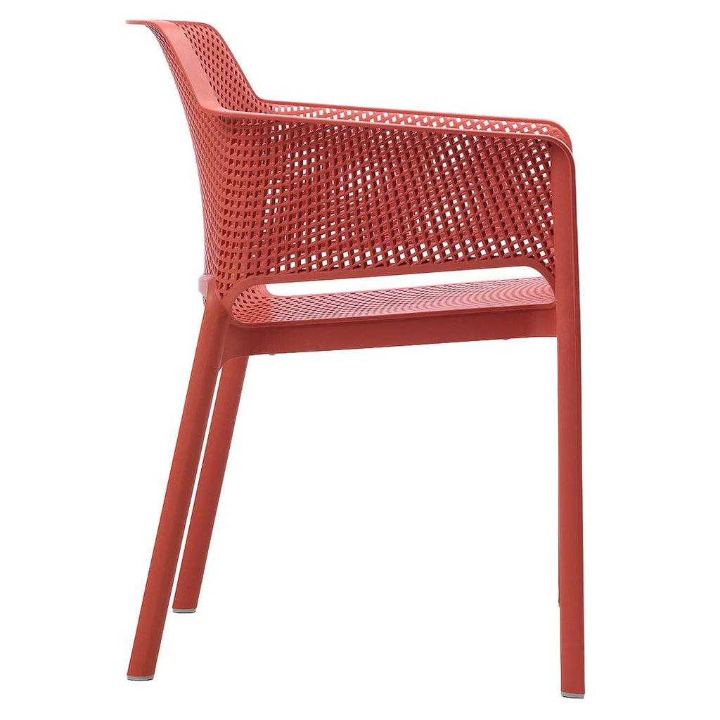 Nærbilde av sete på Stabelstol Net plast korall 60,5x58,5 cm