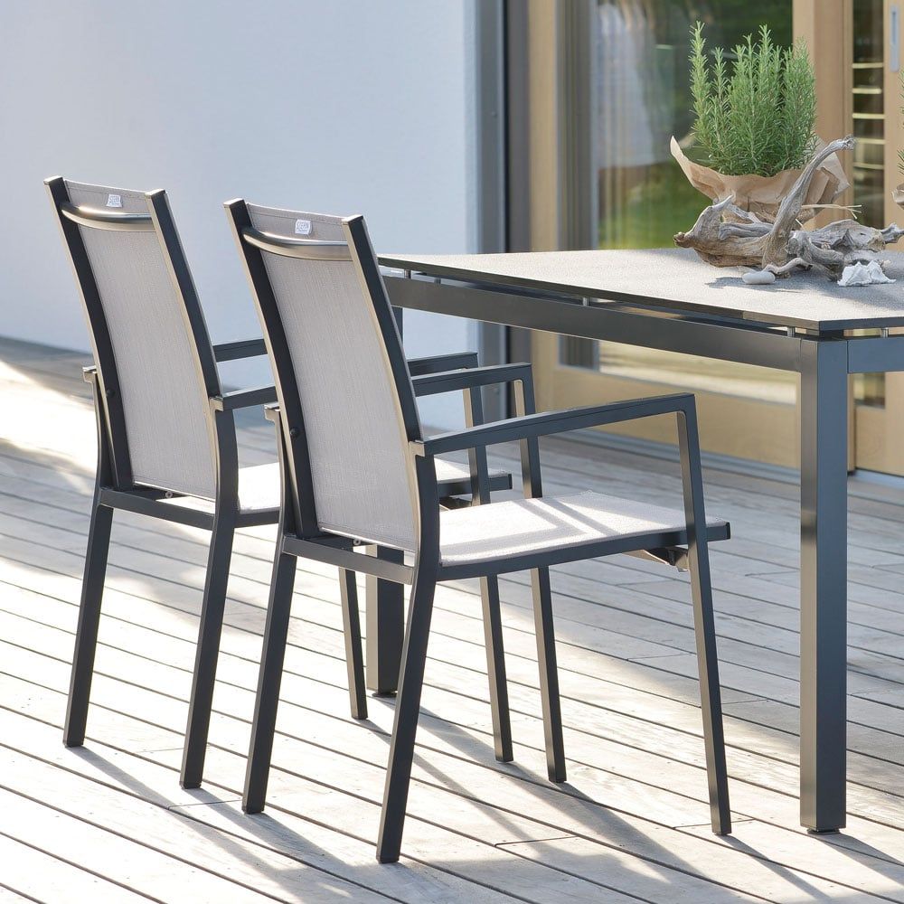 Stabelstol New Levanto aluminium/textilen 57,5 cm bakside