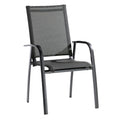 Stabelstol ute Padua aluminium/textilen 62 cm forfra