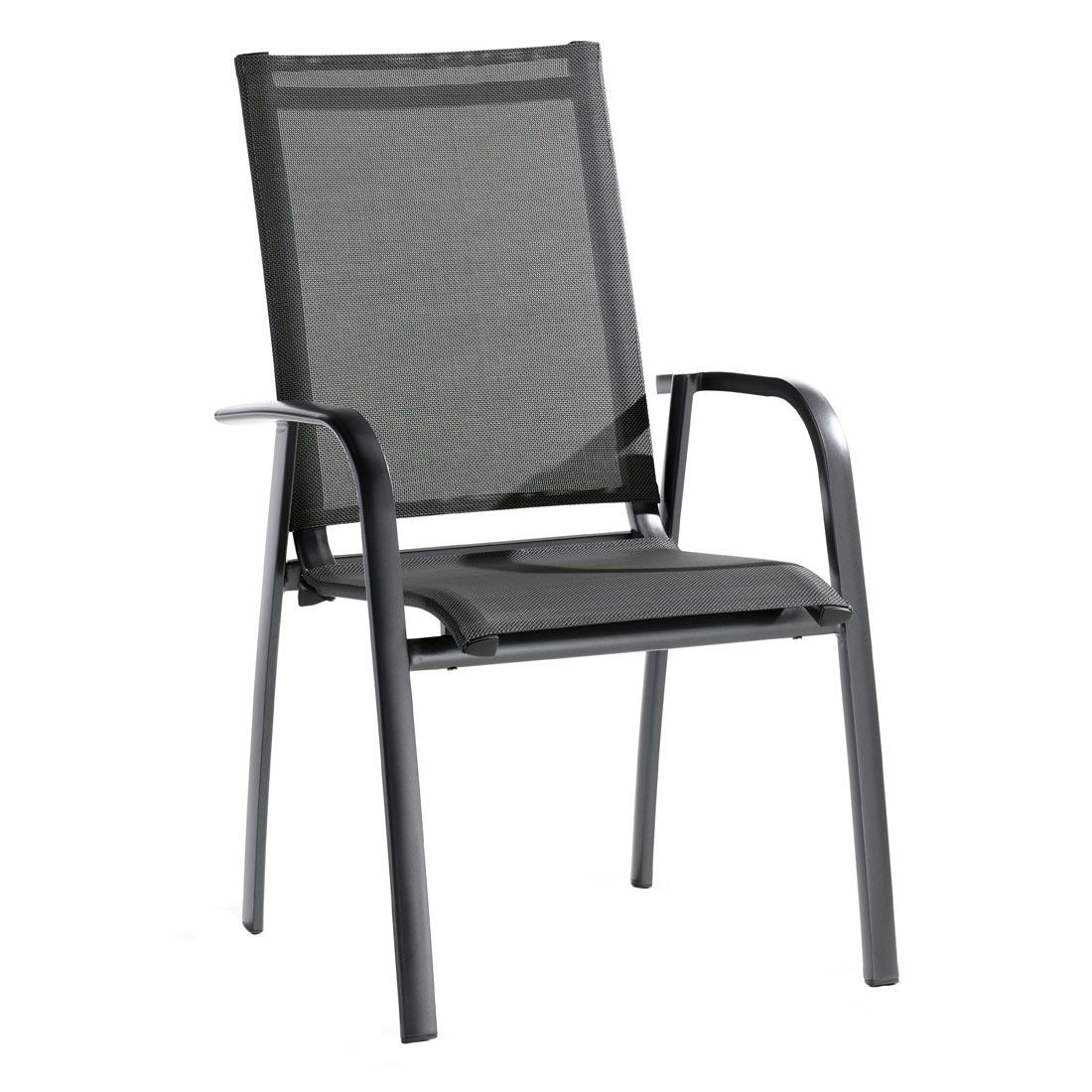 Stabelstol ute Padua aluminium/textilen 62 cm forfra