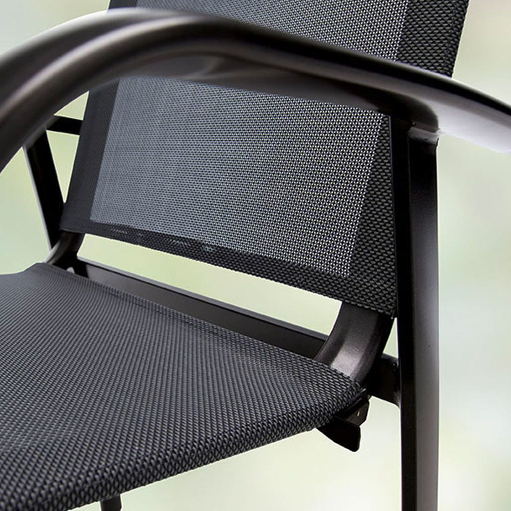 Stabelstol ute Padua aluminium/textilen 62 cm nærbilde av tekstilene sete