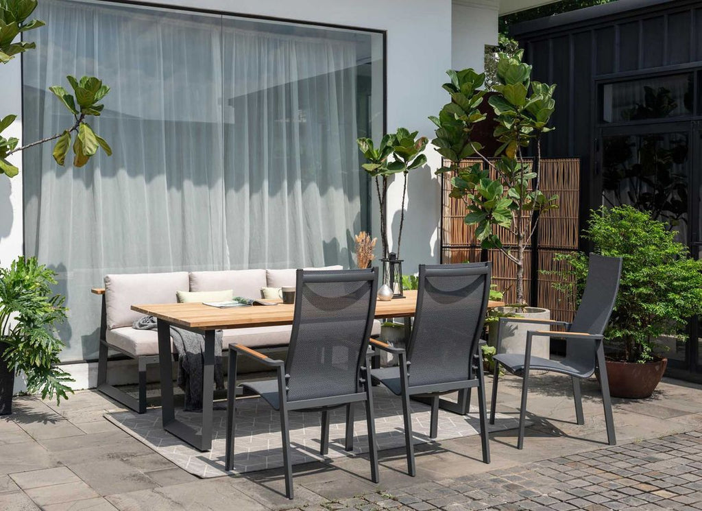 Stabelstol Palau aluminium/textilen nærbilde av stoff