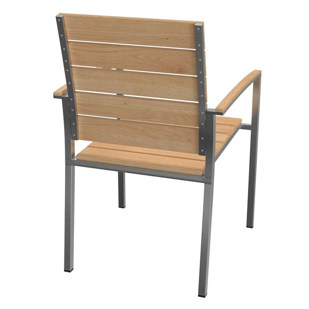 Stabelstol ute Pamplona rustfritt stål/teak bakside
