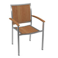 Stabelstol ute Pasadena rustfritt stål/teak 55x60 cm - OUTLIV forfra