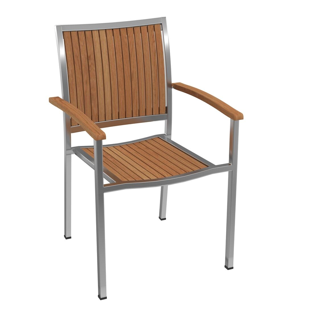 Stabelstol ute Pasadena rustfritt stål/teak 55x60 cm - OUTLIV forfra