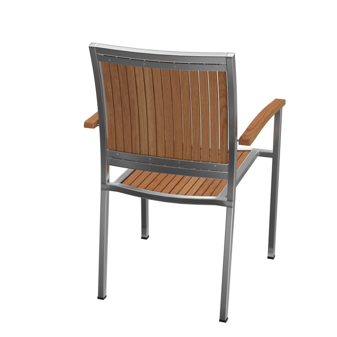 Stabelstol ute Pasadena rustfritt stål/teak 55x60 cm - OUTLIV bakside