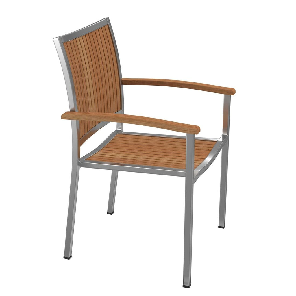 Detalj av teaksete på Stabelstol ute Pasadena rustfritt stål/teak 55x60 cm - OUTLIV