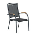 Stabelstol ute Raffaelo aluminium/textilen med teak 62x70 cm - Hartman forfra