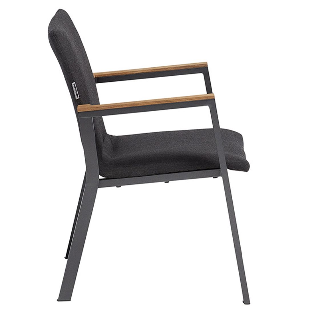 Stabelstol Rasmus aluminium/Sunbrella 60x62 cm montert på terrasse
