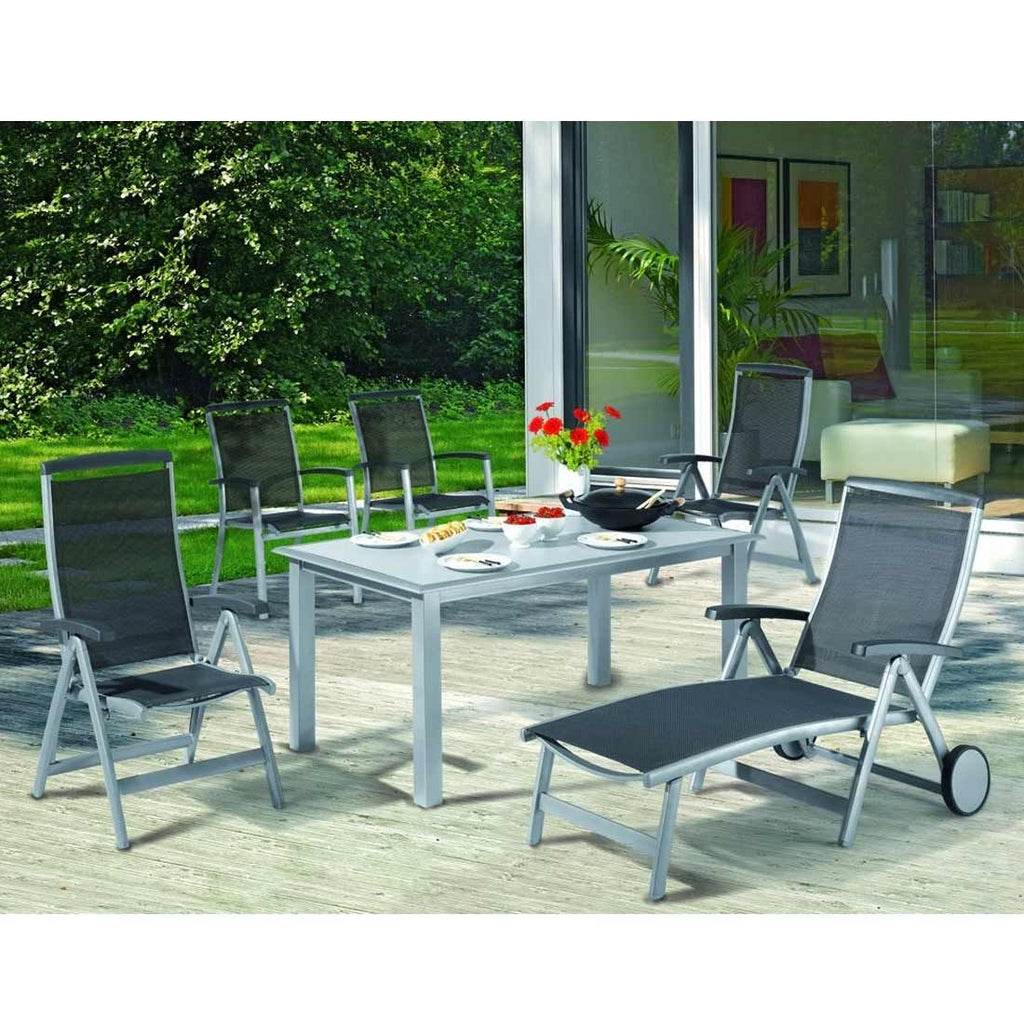 Stabelstol Royal aluminium/textilen 59,5 cm detalj av sete