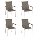 Stabelstol-sett 4 stk Cardiff rustfritt stål/textilen taupe - Stern forfra