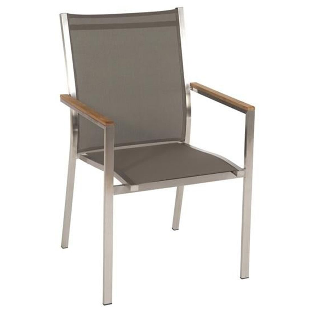 Montert Stabelstol-sett 4 stk Cardiff rustfritt stål/textilen taupe - Stern i hagemiljø