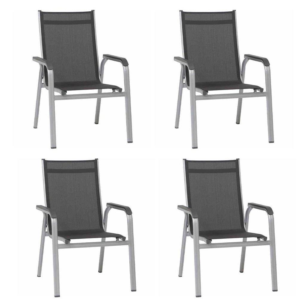 Stabelstol-sett Basic Plus aluminium/textilen sølv bakside