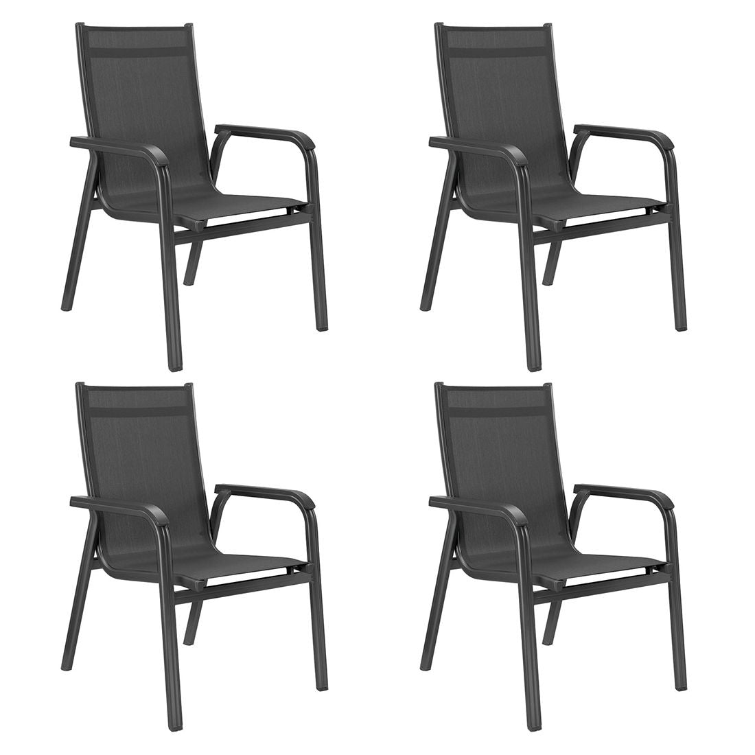 Stabelstol-sett Basic Plus aluminium/textilen antrasitt bakside