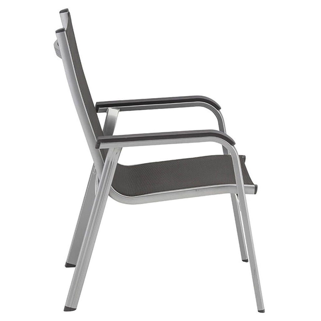 Stabelstol-sett Basic Plus aluminium/textilen sølv stablet