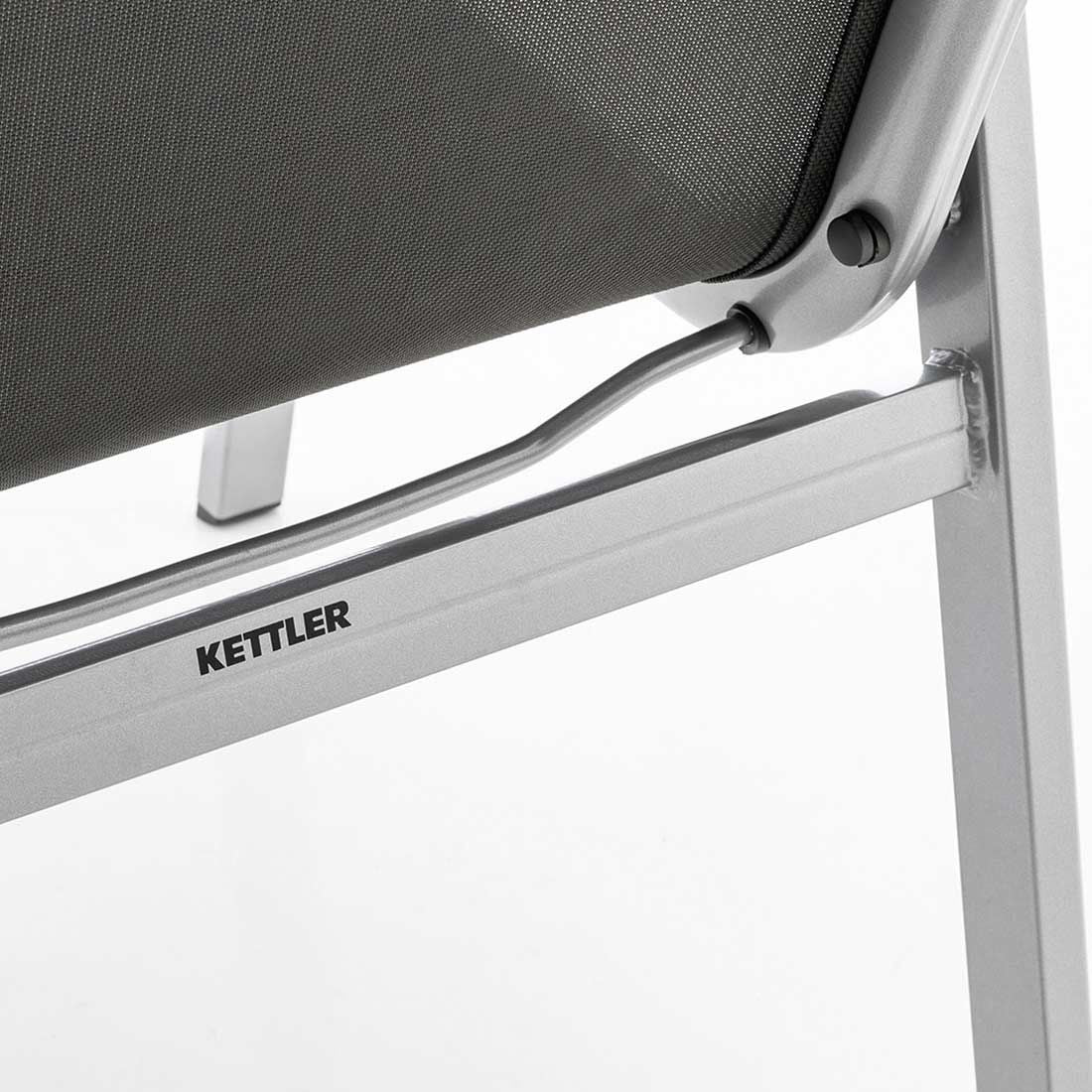 Stabelstol-sett Basic Plus aluminium/textilen sølv sitteflate detalj