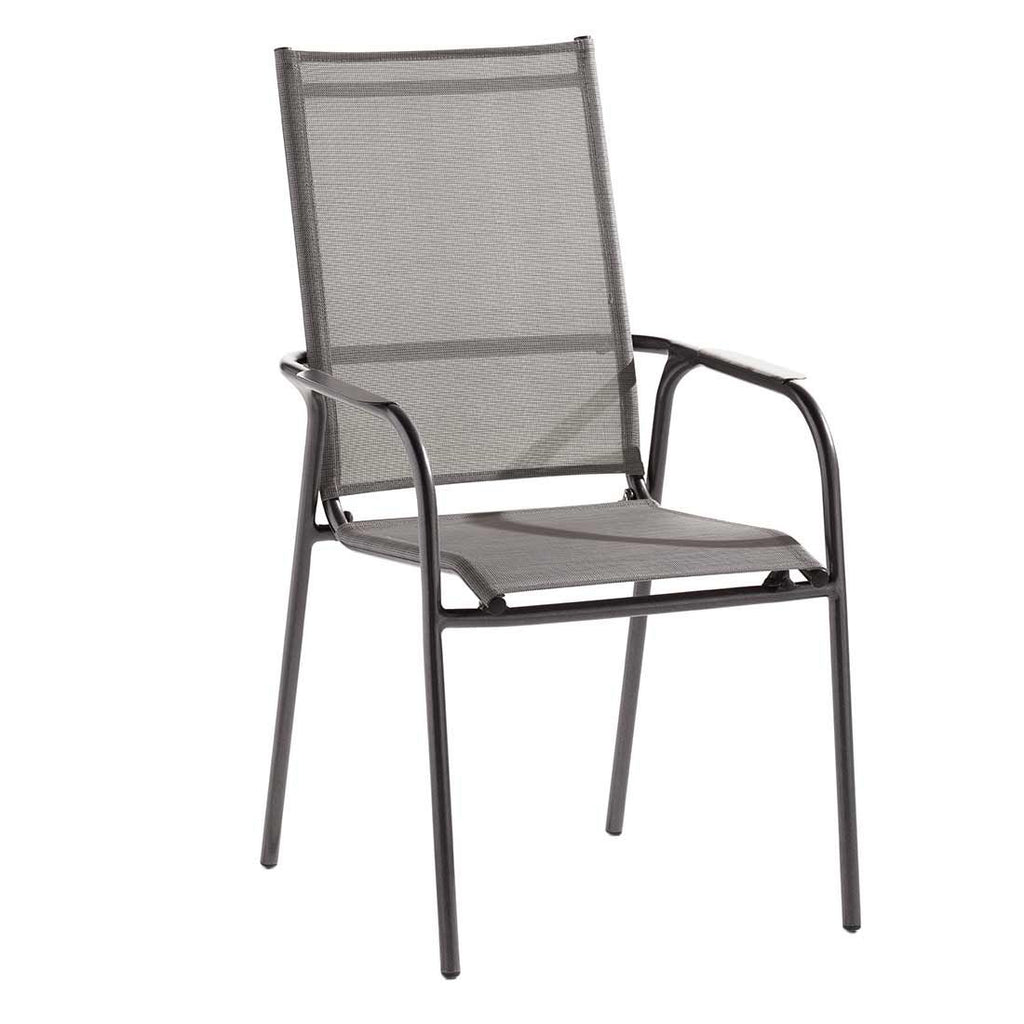 Stabelstol ute Sirio aluminium/textilen lysgrå - Sieger forfra