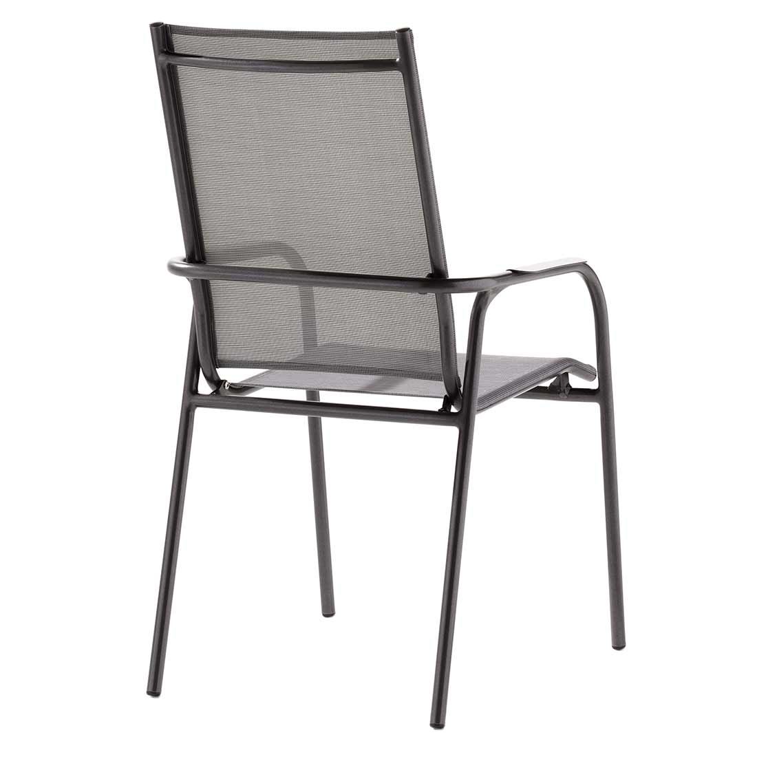 Stabelstol ute Sirio aluminium/textilen lysgrå - Sieger bakside