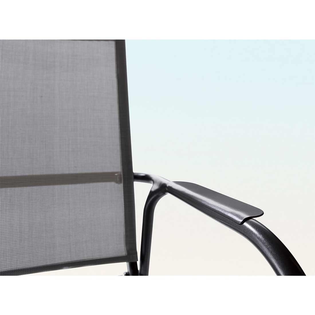 Detalj av sete i tekstilene på Stabelstol ute Sirio aluminium/textilen lysgrå - Sieger