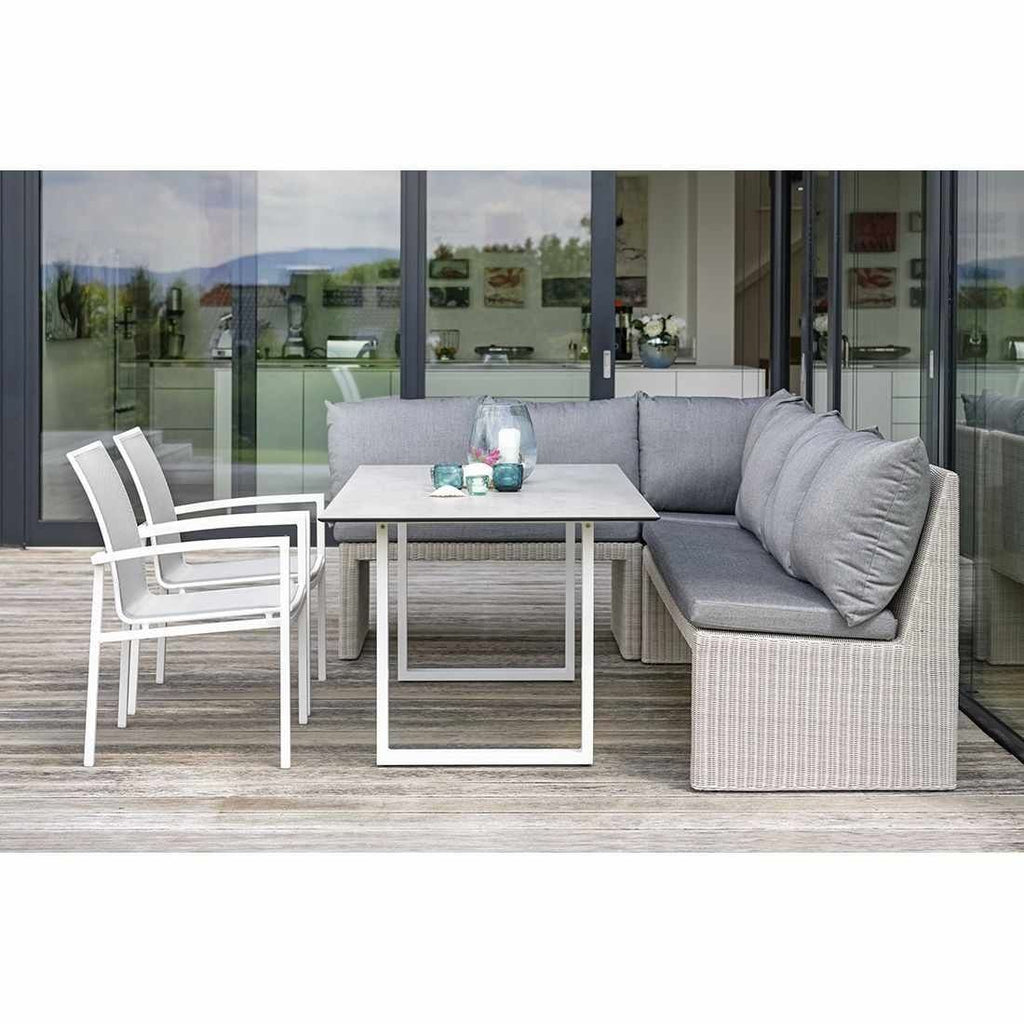 Stabelstol Skelby aluminium/textilen detalj i tekstilene