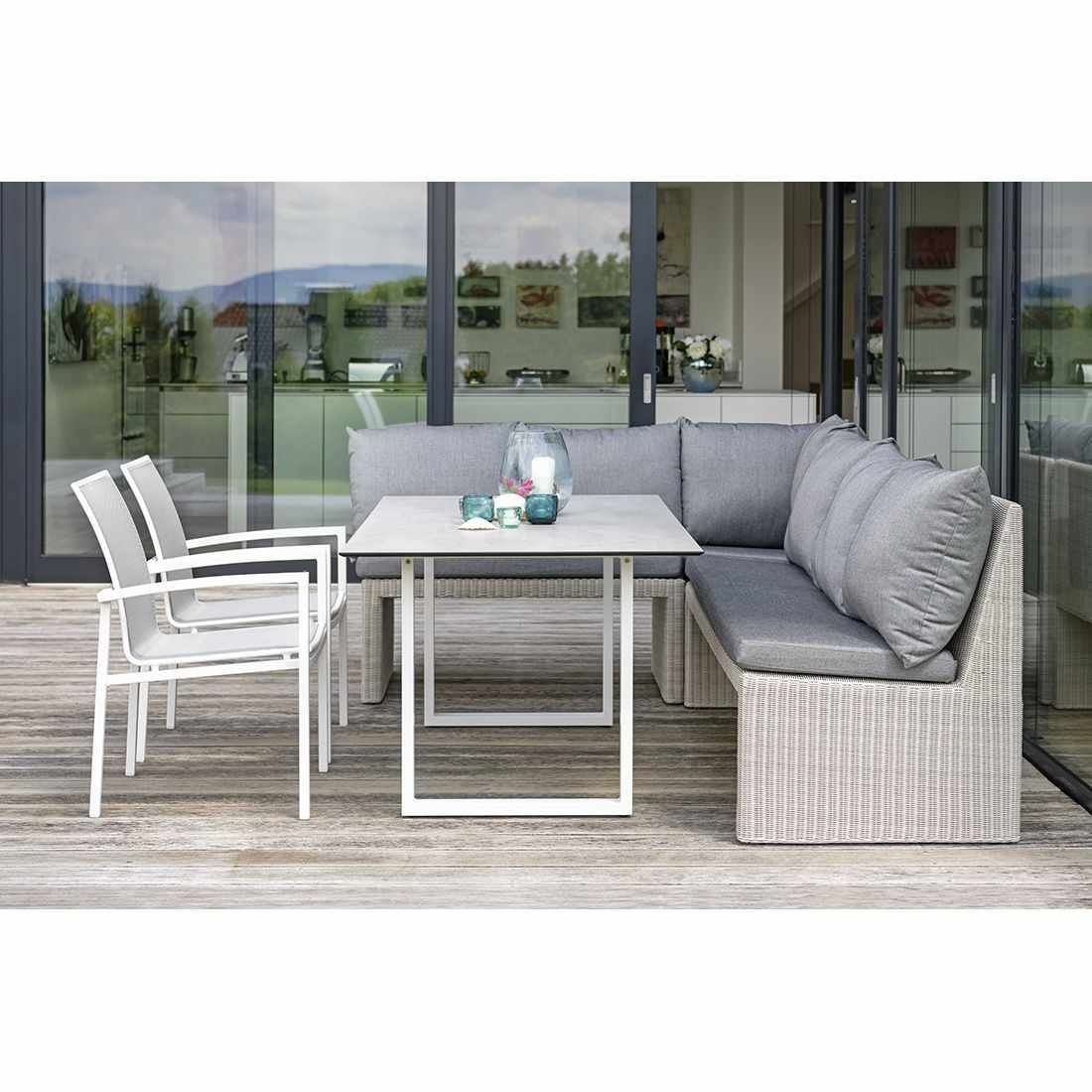 Stabelstol Skelby aluminium/textilen detalj i tekstilene