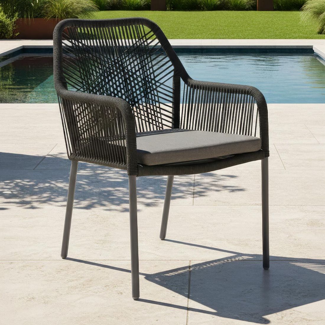 Stabelstol Stilo aluminium/tau med sittepute bakside