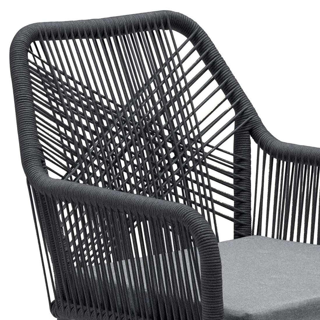 Montert Stabelstol Stilo aluminium/tau med sittepute på terrasse