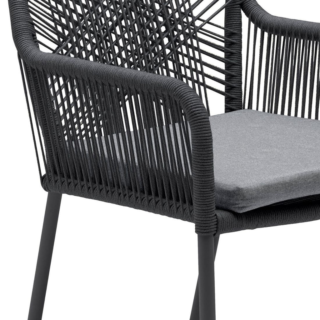 Nærbilde av sittepute på Stabelstol Stilo aluminium/tau med sittepute