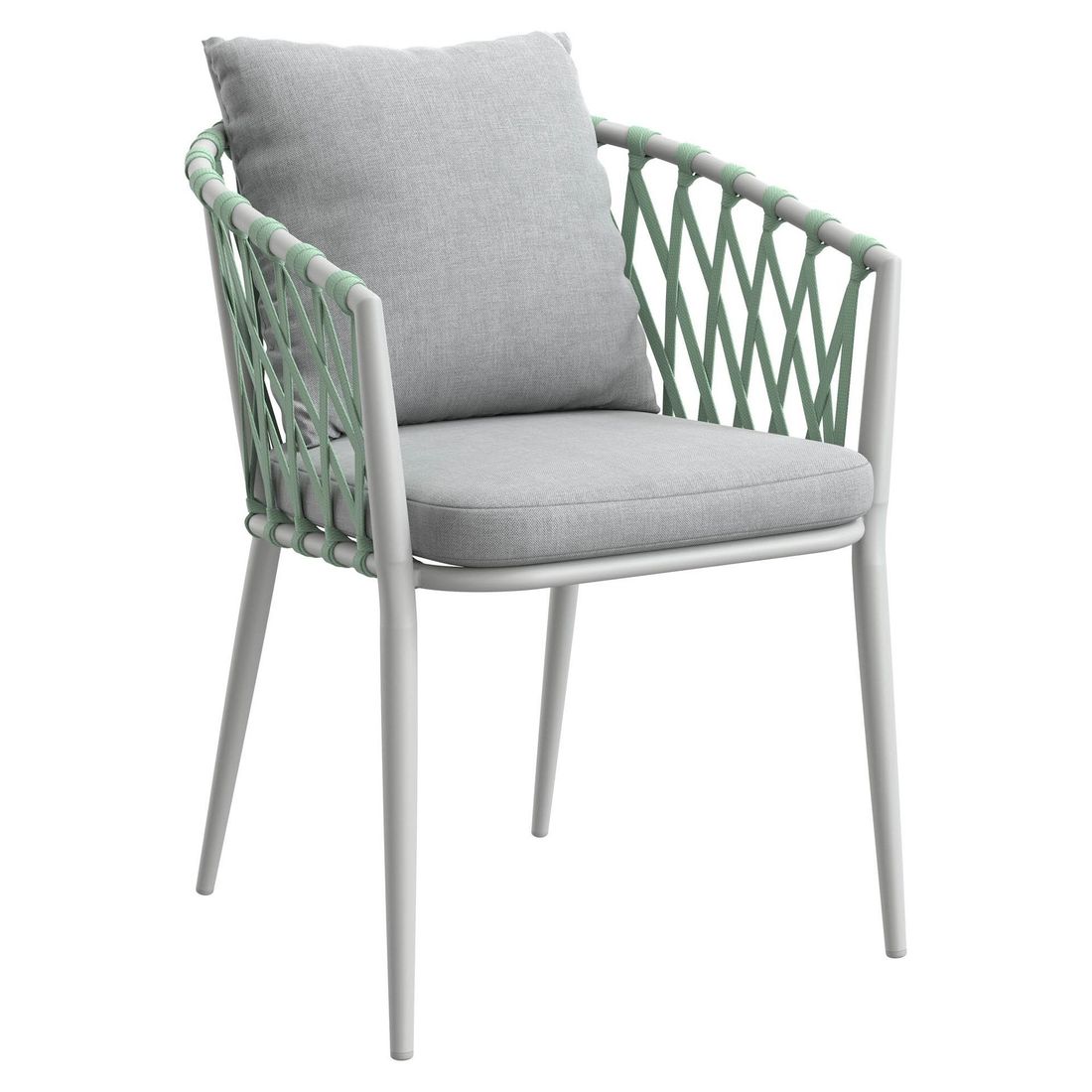 Stabelstol Sunrepo aluminium med puter taupe forfra