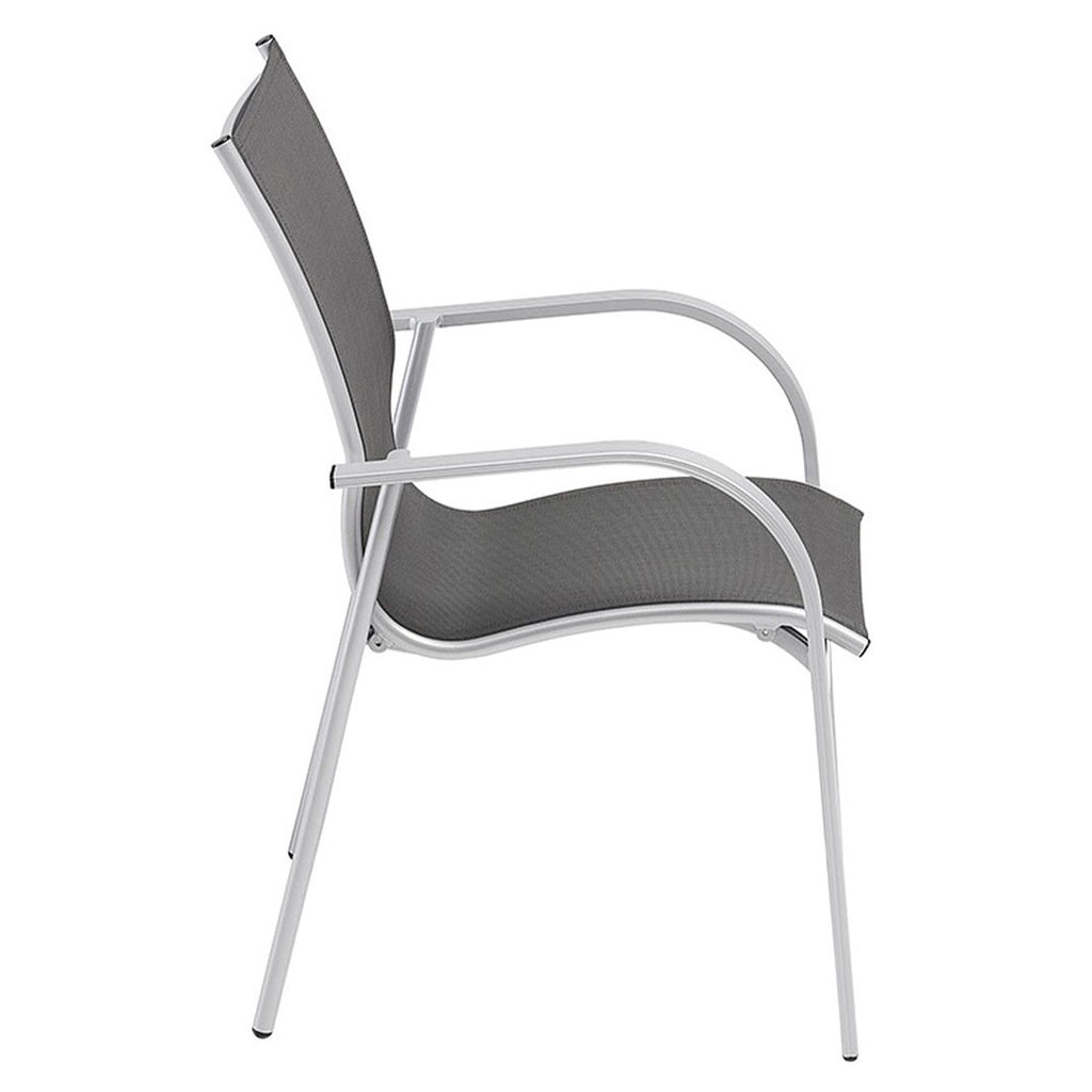 Montert stabelstol Tampa aluminium/textilen sølv/antrasitt i hage