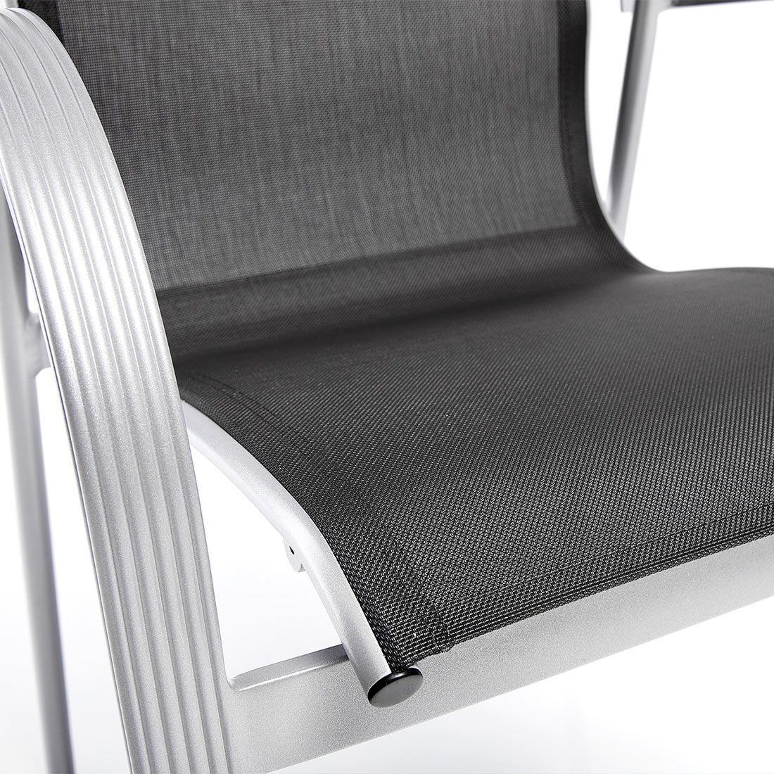 Sideprofil av stabelstol Tampa aluminium/textilen sølv/antrasitt