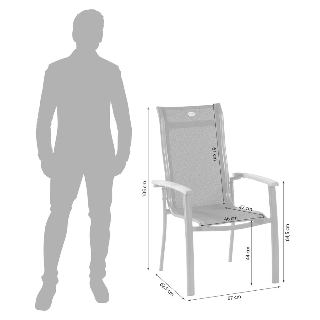 Stabelstol ute Alice aluminium/textilen 67x62,5 cm - Hartman detalj av armstøtte
