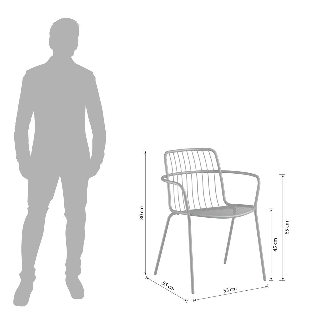 Stabelstol ute Alisea stål 53x55 cm montert på terrasse
