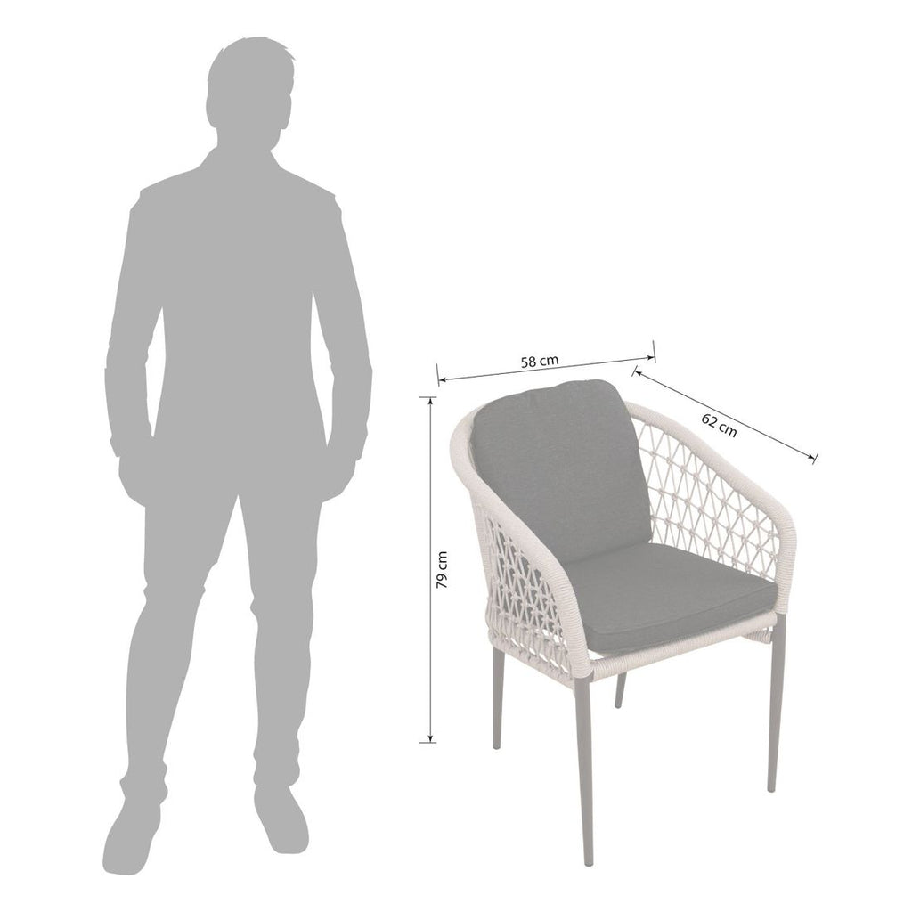 Stabelstol ute Arco aluminium med sitte- og ryggpute - Sungörl bakside