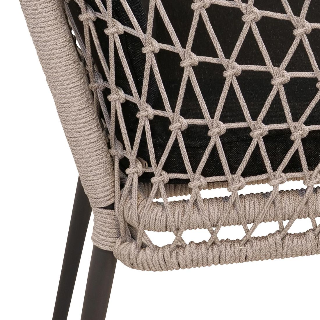 Nærbilde av rope-tekstil på Stabelstol ute Arco aluminium med sitte- og ryggpute - Sungörl