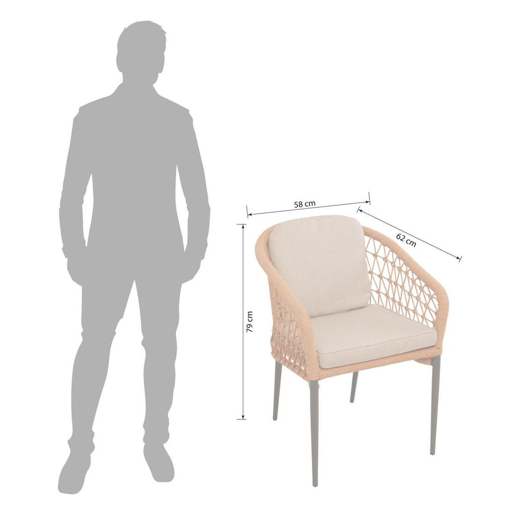 Stabelstol ute Arco aluminium/tau 58x62 cm - Sungörl bakside
