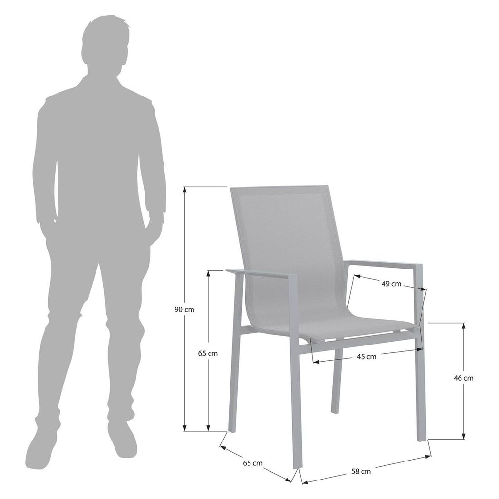 Stabelstol ute Atlanta aluminium/textilen 58x65 cm bakside