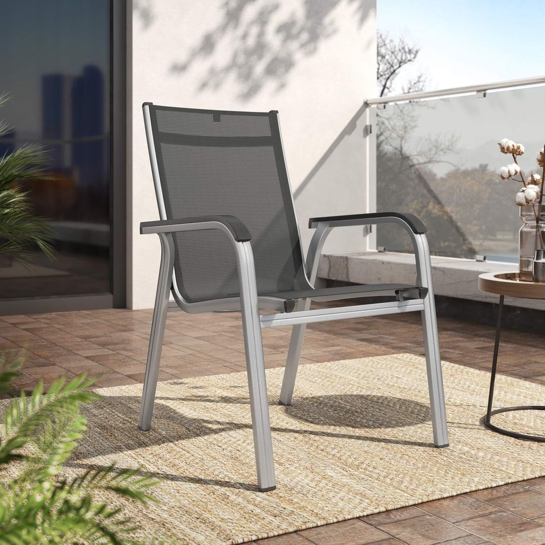 Stabelstol ute Basic Plus aluminium/textilen - Kettler detalj av tekstilene stoff