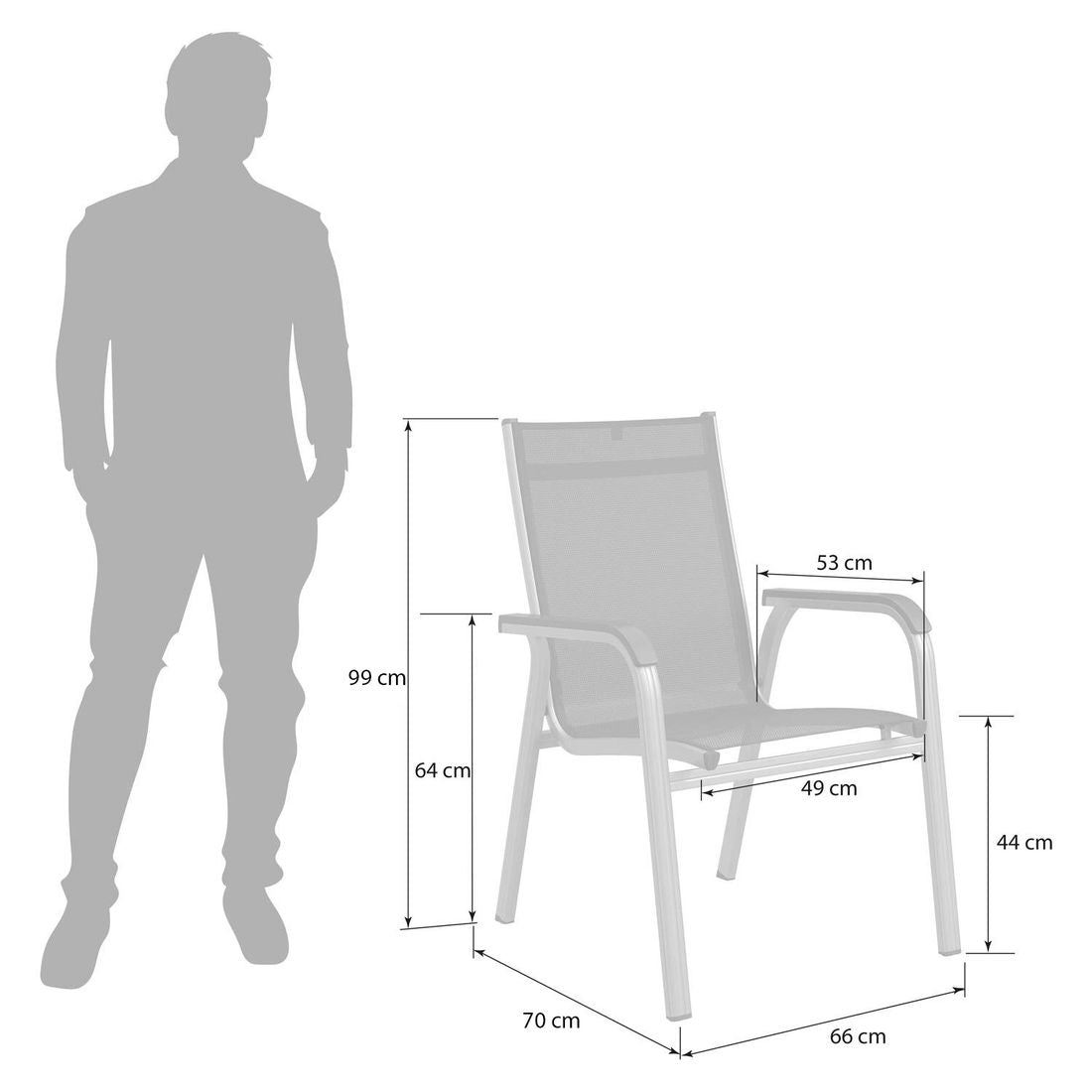 Stabelstol ute Basic Plus aluminium/textilen - Kettler montert på terrasse