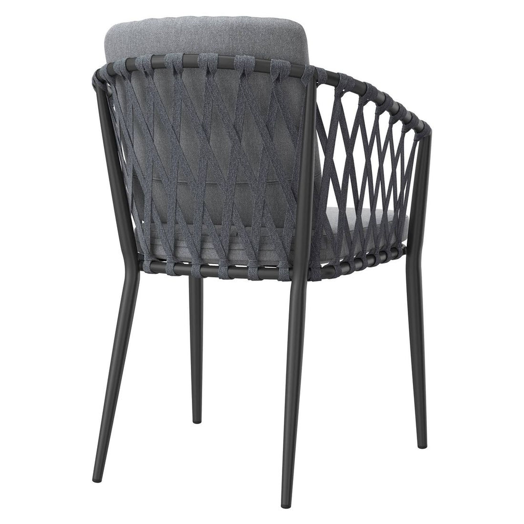Sideprofil av Stabelstol ute Cairns aluminium med puter, tau